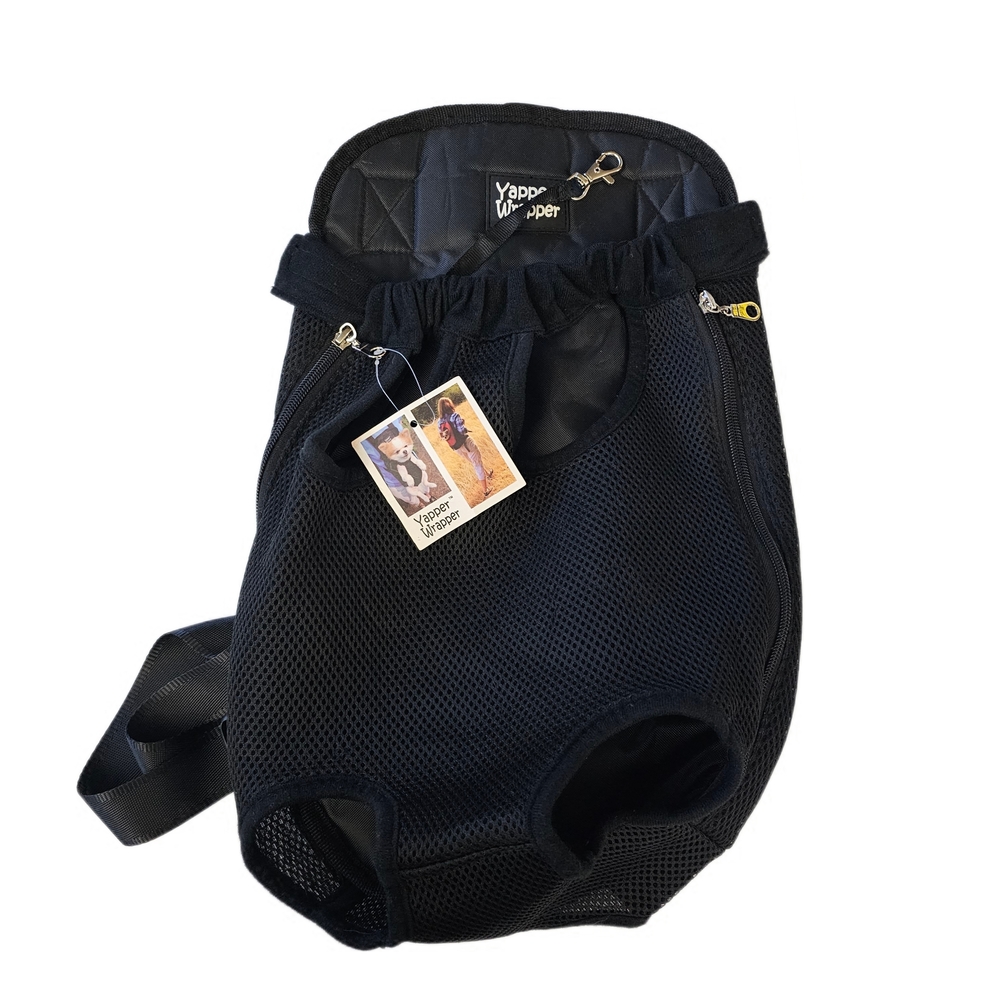 NWT Yapper Wrapper Front Pack Black Mesh Dog Cat Carrier